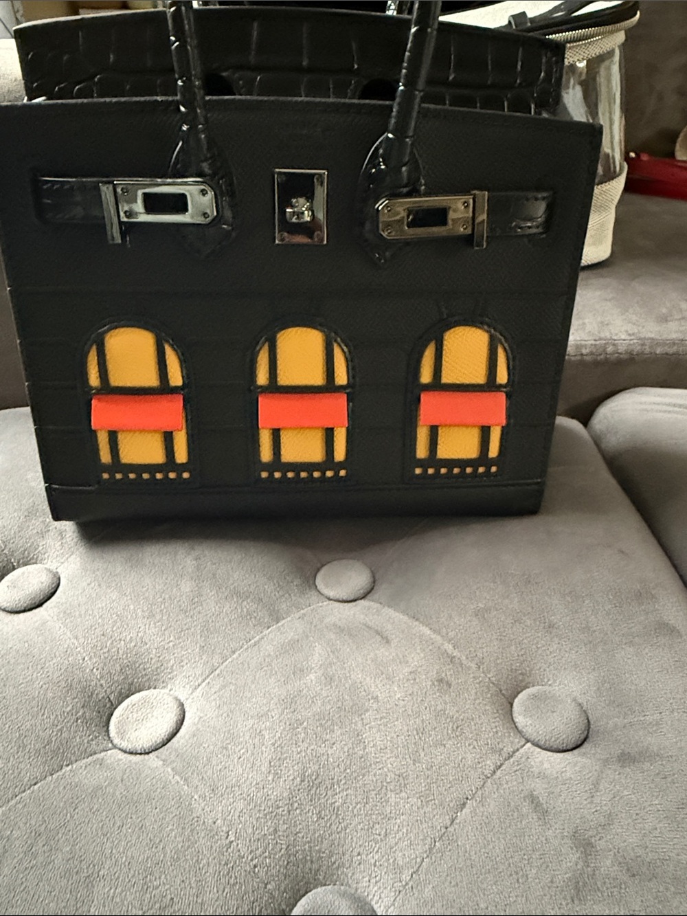 Black Mini Bag with Yellow & Orange Accents